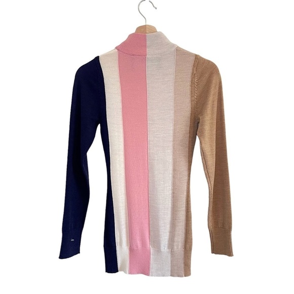 Paper London Dolly Wool Jumper Tonal Stripe Mock Neck Fitted Sweater XS - Picture 9 of 16